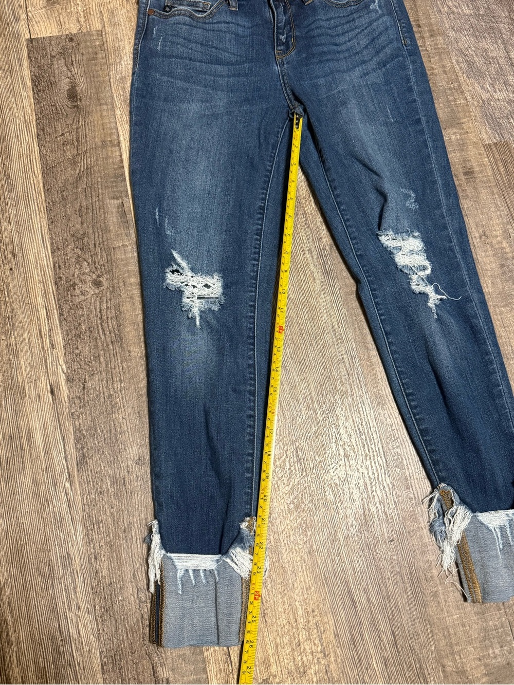 Judy Blue Skinny Fit Jeans Size 9/29 Distressed Frayed Cuff Stretch Denim - Picture 8 of 10